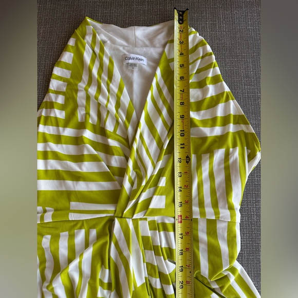 Calvin Klein Sleeveless Halter Midi Dress Sz 10 Green White Abstract Stripe NWT - Picture 13 of 14